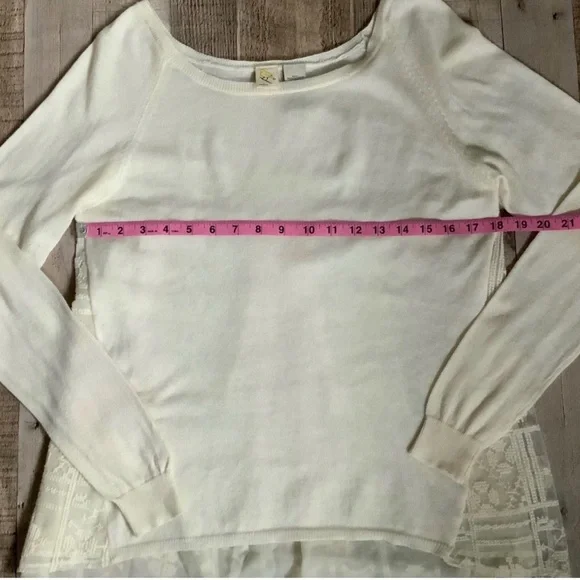 Anthropologie Little Yellow Bird Avery White Lace Longsleeve Top Sweater Med. - Picture 11 of 12